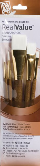 Brush White Taklon Value/5 Pack