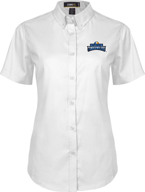North Central Michigan Womens Twill Button Up Short Sleeve North Central Timberwolves - ONLINE ONLY