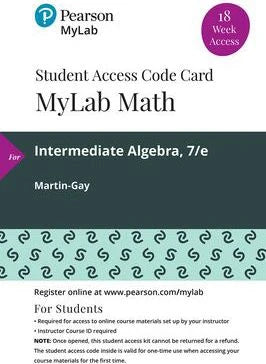 Intermediate Algebra 18 Week MyLab Math with Pearson eText(1032)